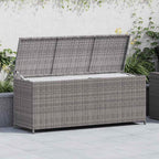 Black PE Rattan Outdoor Storage Box with Seat, Storage Bench for Cushions and Blankets, Patio and Garden Box