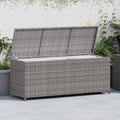 Poly Rattan Patio Storage Box 59.1x19.7x23.6 Inches Gray, Outdoor Storage Bench with High Load-Bearing Capacity for Cushions Pillows Towels