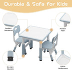 IDEALHOUSE Adjustable Height Kids Table and 2 Chairs Set – Writable Whiteboard Top, Non-Slip Legs, Easy to Clean, Ideal for Toddlers and Children Ages 2-10, Multi-Activity Table for Home, Nursery,