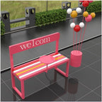 Patio Benches Rainbow Park Benches Outdoor Seating for Gym Mall Cafe(Red)