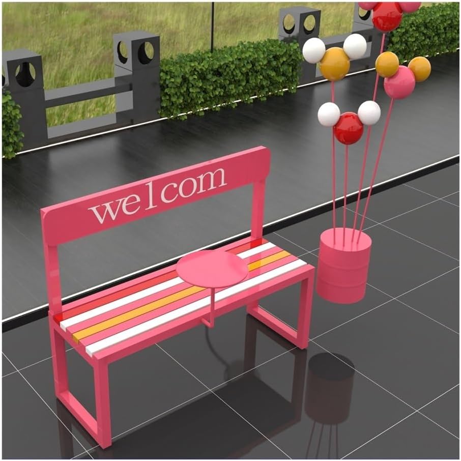 Patio Benches Rainbow Park Benches Outdoor Seating for Gym Mall Cafe(Red)