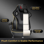HapGIFT Gaming Chair, Ergonomic Computer Gaming Chairs with Link Armrest, PU Leather Video Game Chairs for Adults Teens, Height Adujustable Racing Style PC Chair for Home, 300LBS (BLACK)