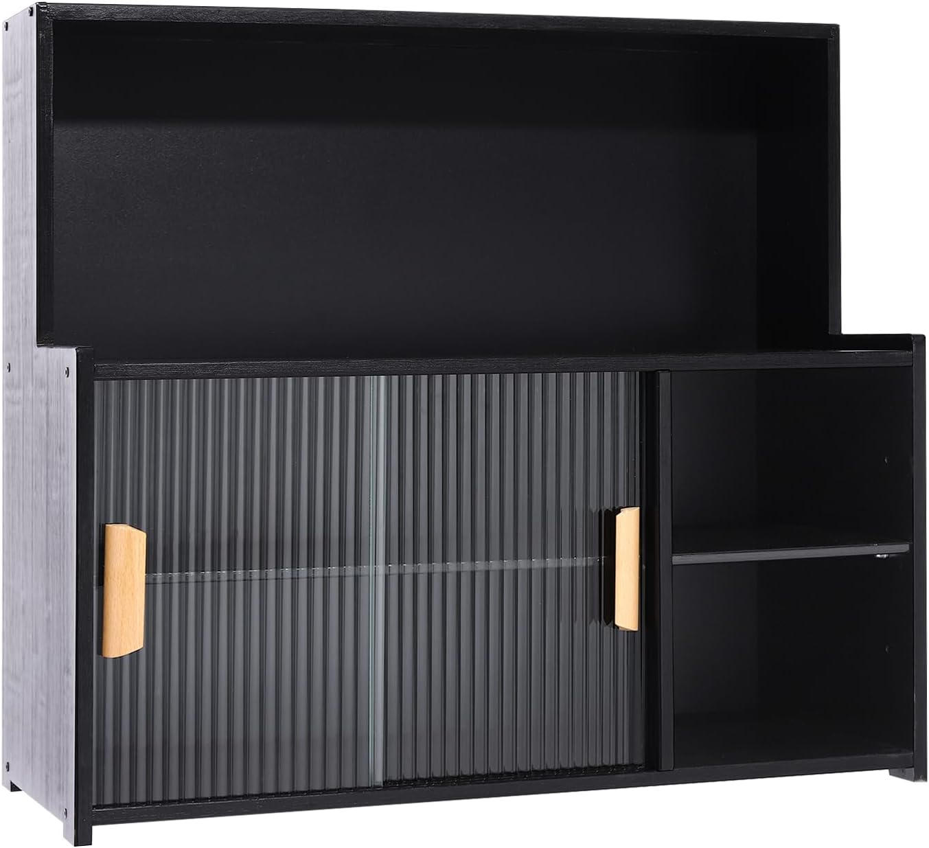 3-Tier Small Kitchen Pantry Sideboard Cabinet with Sliding Glass Doors,Countertop Storage Cabinet,Dining Cupboard for Kitchen,Dining Room,Spice,Bottles,Bowl