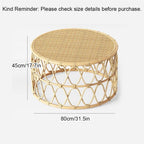 Natural Thick Rattan Coffee Table, Hand-Woven Living Room Furniture, Sturdy Side Table with Rounded Edge, Round Center Table for Living Room, Bedroom, Balcony(Brown,Large)
