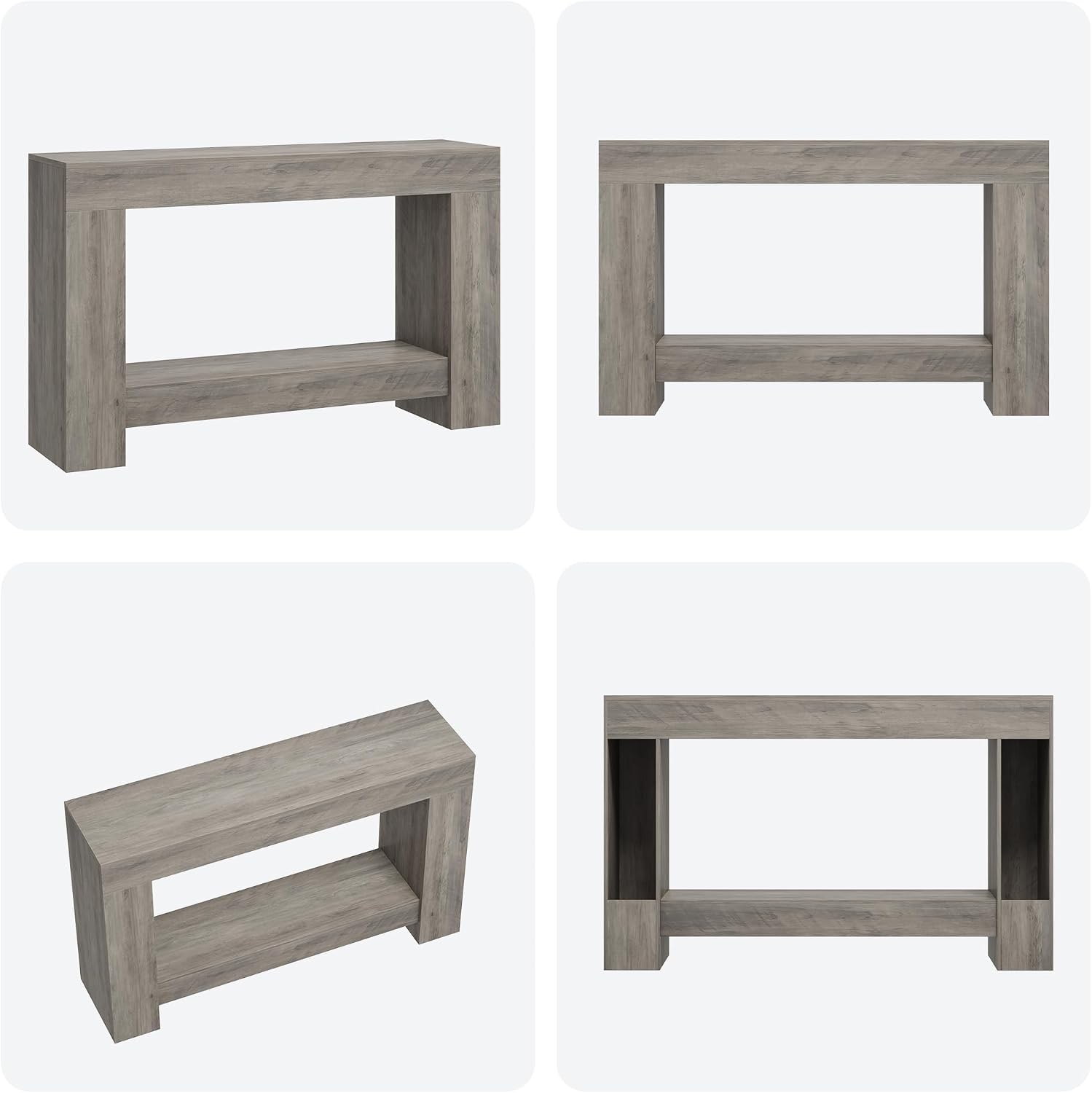 Garvee Farmhouse Console Table for Living Room, Long Console Table for Entryway, 2-Tier Large Sofa Table with Storage, Entryway Entry Table for Entrance, Hallway, Grey, 47"