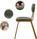 Mid Century Modern Dining Chairs Set of 4, Retro Chair with Faux Leather Upholstered Seat/Backrests & Vintage Distressing Metal Legs & Leg Protectors for Kitchen Dining Room (Dark Green)