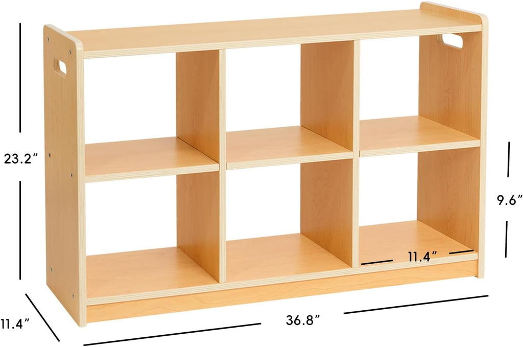 OOOK Montessori Shelf 6-Section, Double-Sided Montessori Toy Storage and Open Shelf, 2-Shelf Toy Organizers and Storage, Ideal for Kids Room, Daycare Center, Nursery, Classroom, Kindergarten
