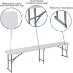 Flash Furniture Talbott 10.25''W x 71''L Bi-Fold Granite White Plastic Bench with Carrying Handle