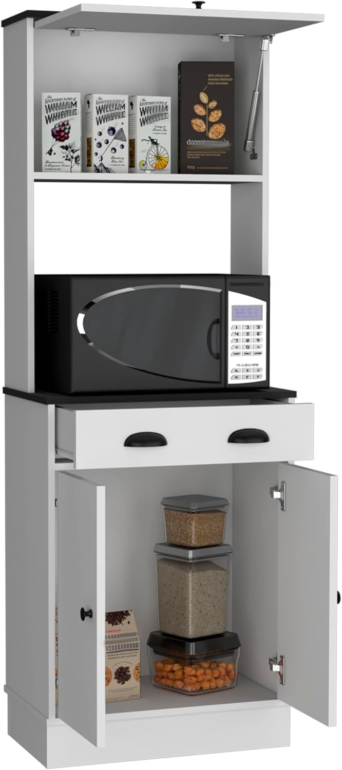 Tampa Kitchen Pantry with Drawer, 2 Cabinets, & Compact Design
