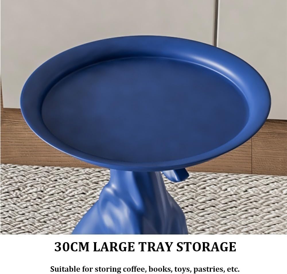 Dog Decorative Tray Side Table, Resin Animal Sculpture End Table for Living Room Entryway, Multi-Functional Serving Table for Drinks Keys Remote(Blue)