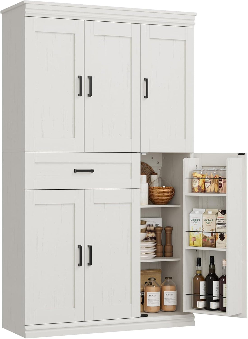 Garvee 70" Tall Kitchen Pantry Storage Cabinet, Modern Kitchen Hutch Cabinet with Doors and Shelves, Freestanding Food Pantry with Large Storage Drawer for Dining Room and Household Organization