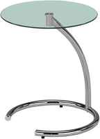 Kings Brand Furniture Leighton Round Glass End Table – Modern Metal Accent Side Table with Tempered Glass Top, Small Coffee Table for Living Room, Bedroom Nightstand or Office (Chrome)