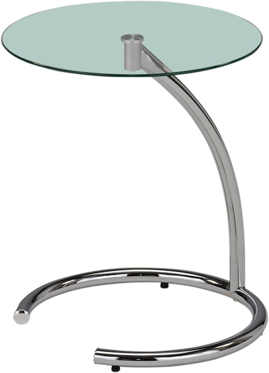 Kings Brand Furniture Leighton Round Glass End Table – Modern Metal Accent Side Table with Tempered Glass Top, Small Coffee Table for Living Room, Bedroom Nightstand or Office (Chrome)