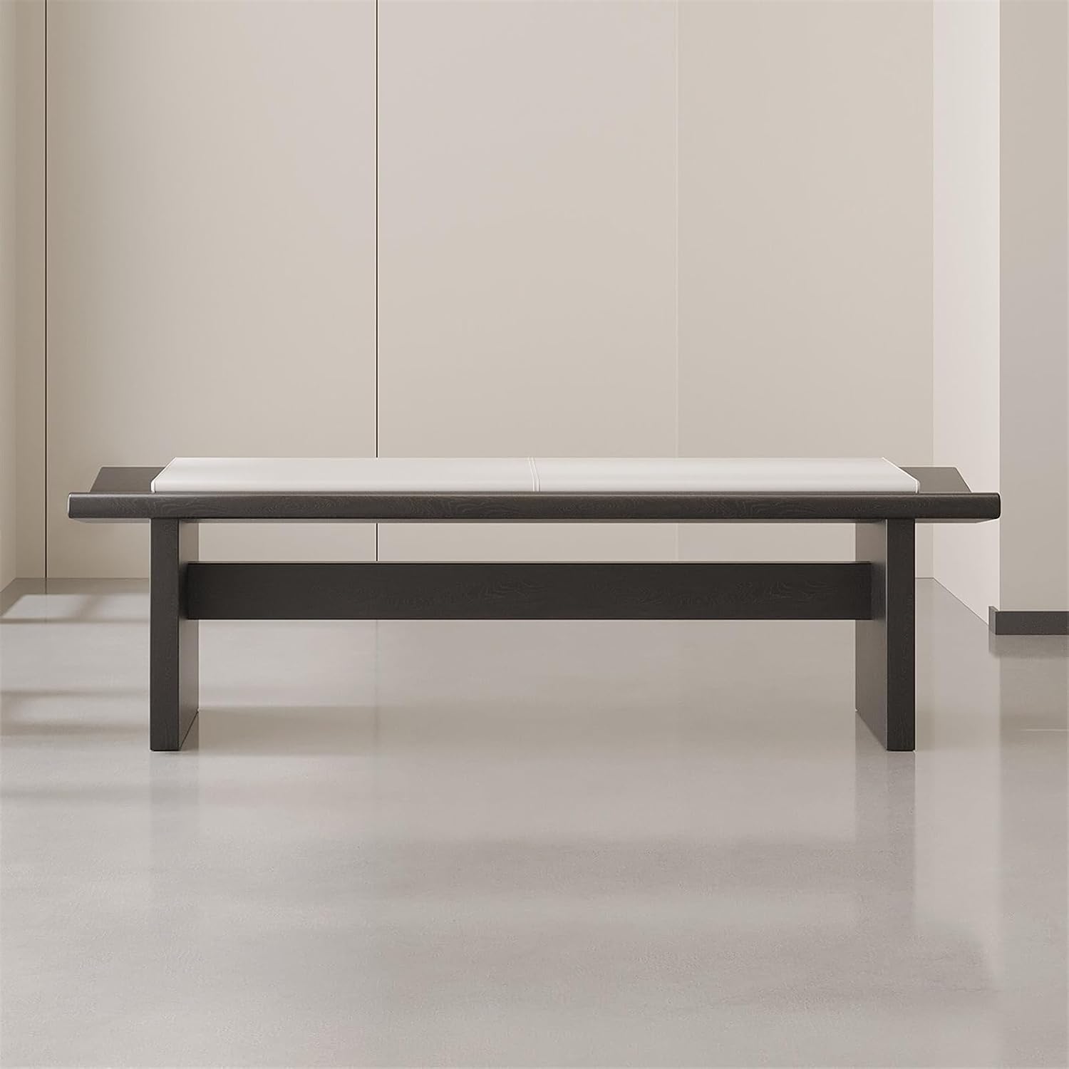 Modern Wooden Long Shoe-Changing Bench for Bedroom Dressing Room Leather Bed end Upholstered Entryway(Large)