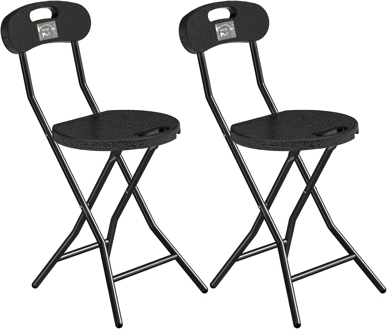 5Rcom Folding Stool, 2 Pack 18 inch Folding Bar Stool with Backrest and Handle, Foldable Stools for Adults Up to 350lbs, Collapsible Round Folding Counter Height Stool Chair for Camping Kitchen