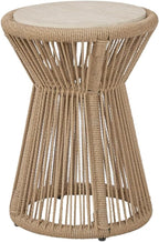Penau Beige Rope Accent Side Table, Handwrapped Cylindrical Rope Design, Coastal Boho Accent Table for Living Room Bedroom Patio, 15.25 x 15.25 x 22.5 Inchs