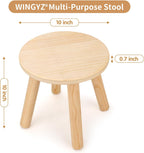 WINGYZ Wooden Step Stools for Kids, 10 Inch Solid Kids Chairs Perfect Matched Sensory Table, Multi-Purpose Children Sitting Stool for Playroom Bathroom (Natural, 2 Pack)