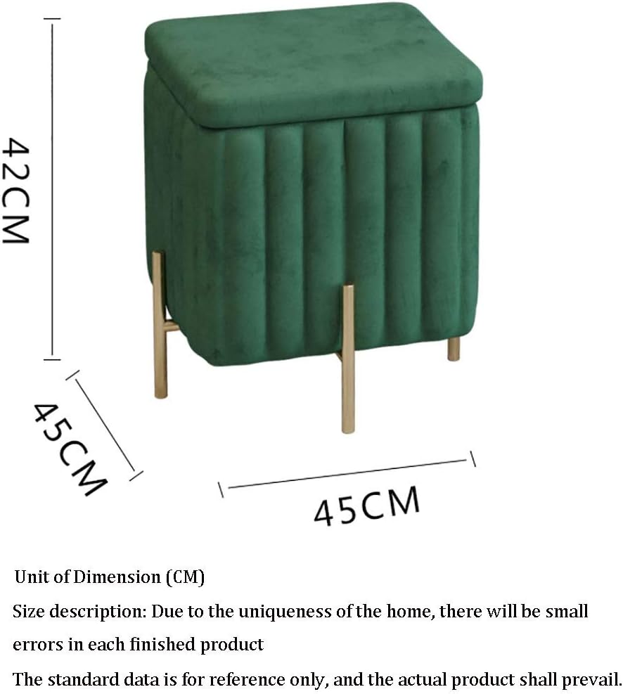 Beautify Green Velvet Footstool Pouffe Storage Stool Ottoman Cube Footrest Square Chest with Gold Legs for Bedroom, Dressing Table（Size : 45x45x42cm） (Color : Pink, Size : 45x45x42cm)