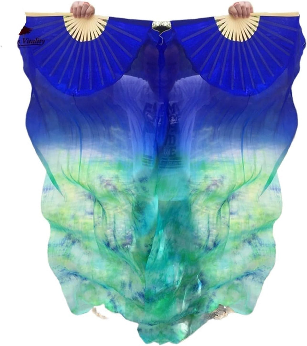 1pair Pure Natural Silk Fan Veils For Belly Dance Sexy 180cm Long For Dancer Show On The Stage