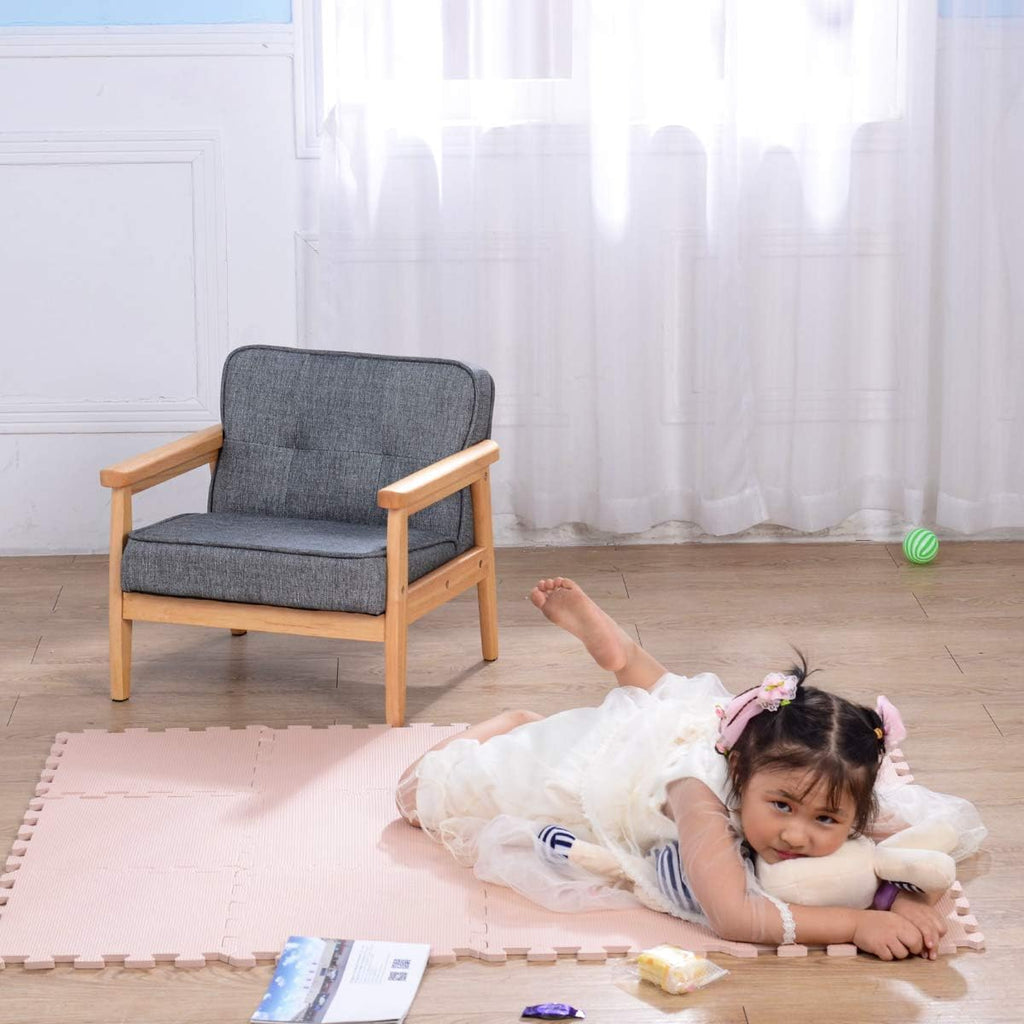 BabyLand Toddler Chair,Single Kid Sofa Chair with Solid Wood Structure and Linen Fabric for Kid Gift (Light Purple)