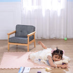 BabyLand Toddler Chair,Single Kid Sofa Chair with Solid Wood Structure and Linen Fabric for Kid Gift (Light Purple)