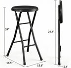 Folding Stool,Back 24-Inch Stool,Portable Stool,with 200lb Capacity for Kitchen or Rec Room - Portable Indoor Counter Bar Stools