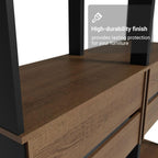 Madesa Kitchen Pantry Storage Rack with 4 Drawers and 6 Open Shelves 55" L Multiuse Modular Cabinet for Kitchen Organization - Black/Brown