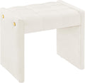 LUE BONA Modern Grid Tufted Vanity Bench Stool, 4.33'' Thick Chenille Upholstered Ottoman Footstool for Makeup Room, Bedroom & Living Room, 200lbs Capacity, White