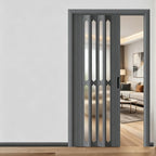 PVC Accordion Door with Acrylic Panels for Room Divider(WxH 36x80in/91.4x203in)