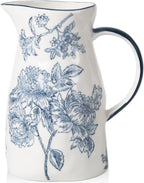 Ceramic Pitcher Vase, Blue and White Jug for Home Decor, Chinoiserie Vase Decor, Decorative Pitcher with Handle