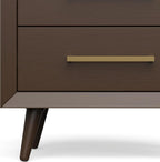Child Craft Cranbrook Nightstand, 25" W Mid-Century Modern 2-Drawer Nursery Nightstand with Metal Handles, Toasted Chestnut