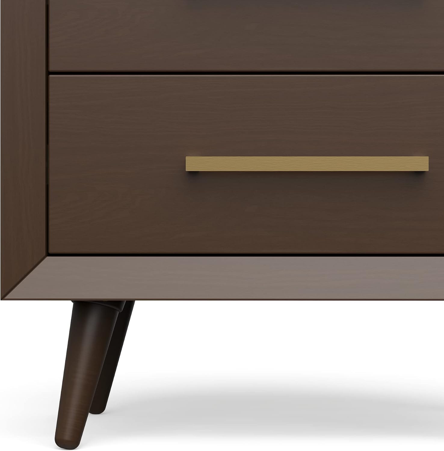 Child Craft Cranbrook Nightstand, 25" W Mid-Century Modern 2-Drawer Nursery Nightstand with Metal Handles, Toasted Chestnut