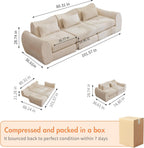 102" Modular Sectional Boneless Couch for Living Room, Convertible Cloud Sofa Bed Couches with Upholstered Deep Seat, No Assembly Needed, Ideal for Small Space Apartment Playroom Bedroom Studio Beige | cloud-like comfy