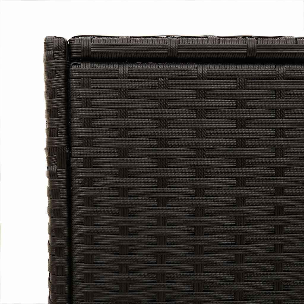Garden Storage Box with Wheels 74.8 Gal Black Poly Rattan Resin Wicker Outdoor Patio Cushion Container Chest Weather Resistant for Backyard Deck
