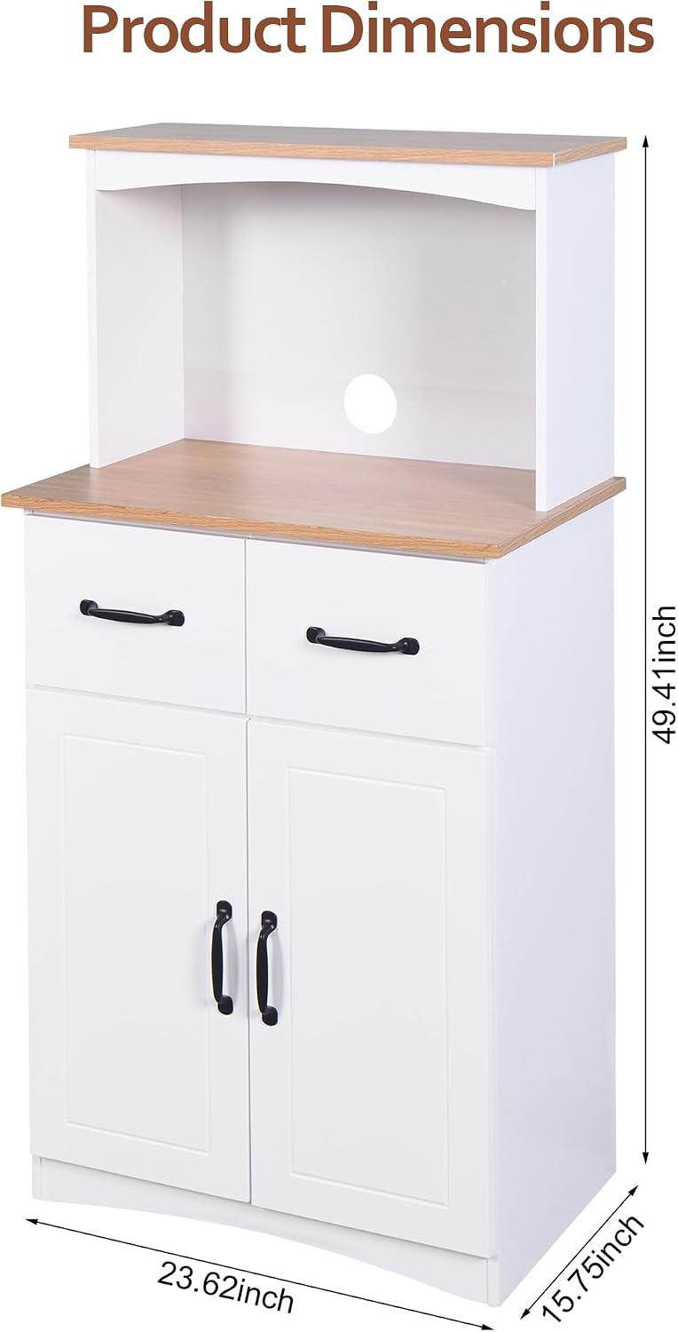 Kitchen Pantry Cabinet with Doors and Drawers, Storage Cabinet with Microwave Stand, Coffee Bar Hutch Cupboard Cabinet for Kitchen/Dining Room/Living Room