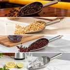 6 Oz Upgraded & Thickened Stainless Steel Ice Scoop, Kitchen Scooper for Ice Maker, Freezer, Bucket, Bar, Wedding, Pet Food - Sturdy, Rust-Resistant, Dishwasher-Safe