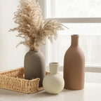 Modern Ceramic Vase Set, Neutral Decorative Vases for Home Decor, Small Flower Pottery Vase Sets for Pampas Grass Dried Flowers, for Happy Birthday Gifts, Self Care Gift