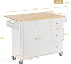 COMHOMA Mobile Kitchen Island with Solid Wood Top and Locking Wheels,Storage Cabinet and Drop Leaf Breakfast Bar,Spice Rack, Towel Rack & Drawer