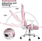Gaming Chair High Back Gaming Chair for Teens, Ergonomic Racing Chair Computer Desk Chair with Massage Lumbar Support and Headrest, Cute Gamer Chair with Height Adjustable (Pink)