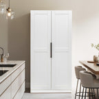 62.99''White Kitchen Pantry Cabinet Tall Freestanding Pantry Storage Cabinet with Doors and Shelves Buffet Cupboards Sideboard Tall Kitchen Pantry Storage Cabinets Food Pantry for Living Room