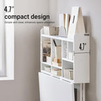 SoBuy Wall Mounted Folding Table | Floating Desk for Small Spaces, Fold Down Workstation Table with Adjustable Shelf for Home, Office, Bedroom, White