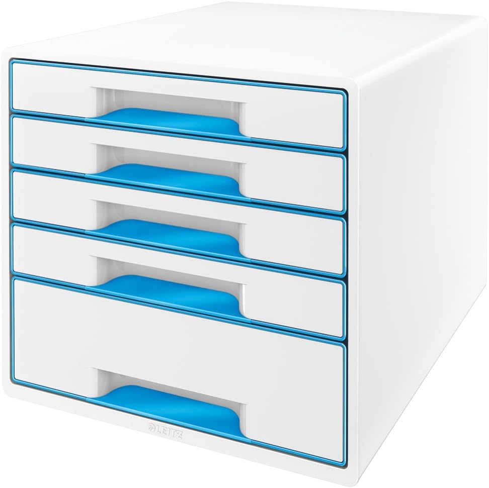 Leitz 52142036 A4 "Wow" Cube 5 Drawers Filling Unit - White/Blue