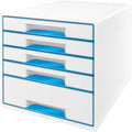 Leitz 52142036 A4 "Wow" Cube 5 Drawers Filling Unit - White/Blue