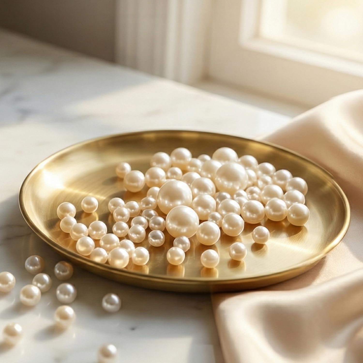 Lifestyle-cat 104pcs Mixed Size Pearls Beads No Holes 8mm, 14mm, 20mm Pearls for Vase Filler, Table Scatter, Wedding, Birthday Party, Home Decoration (Ivory)