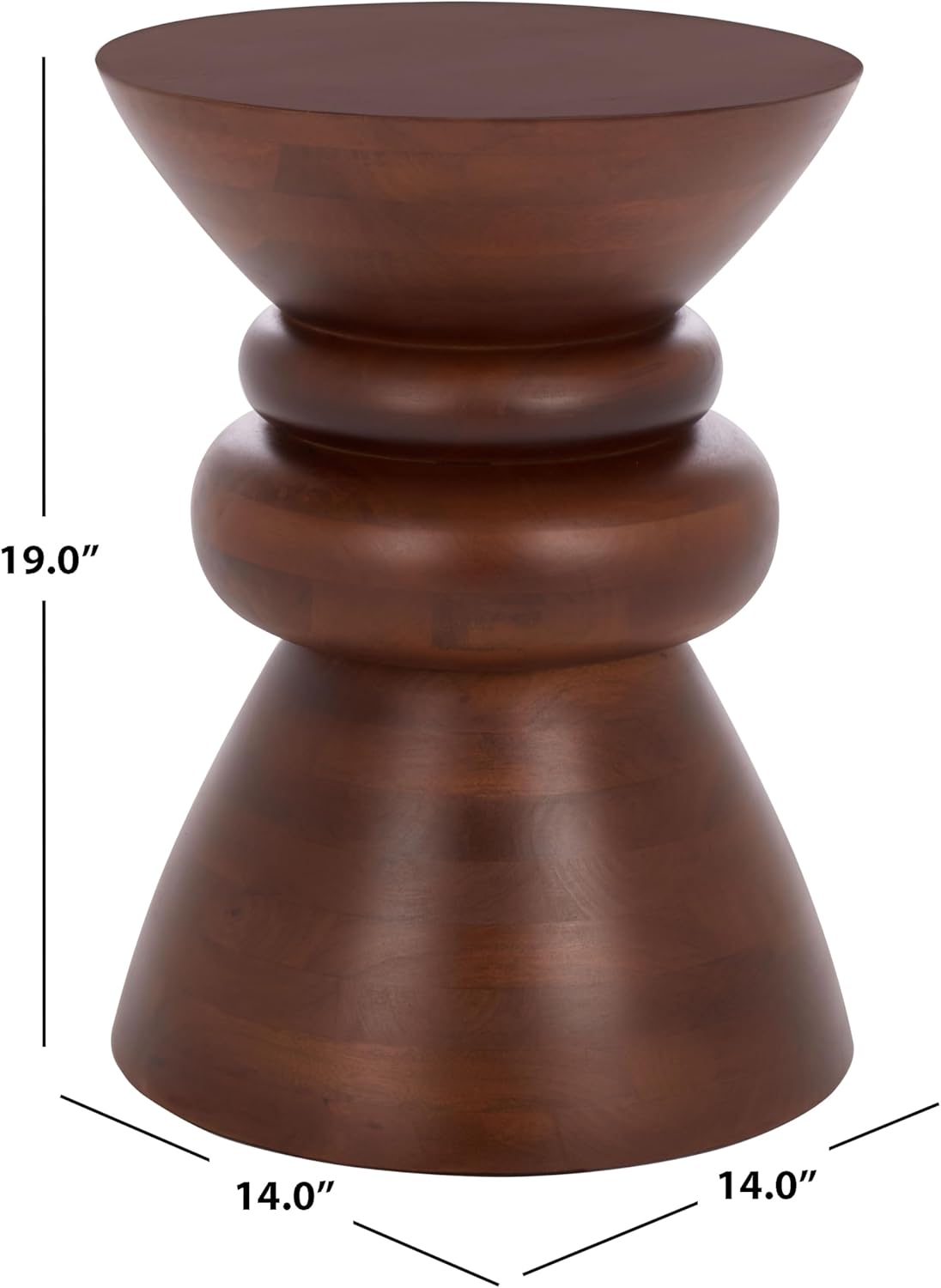 SAFAVIEH Home Collection - Ignacio Walnut Solid Wood Accent Table, Sculptural Modern Side Table, Fully Assembled (ACC3263A)