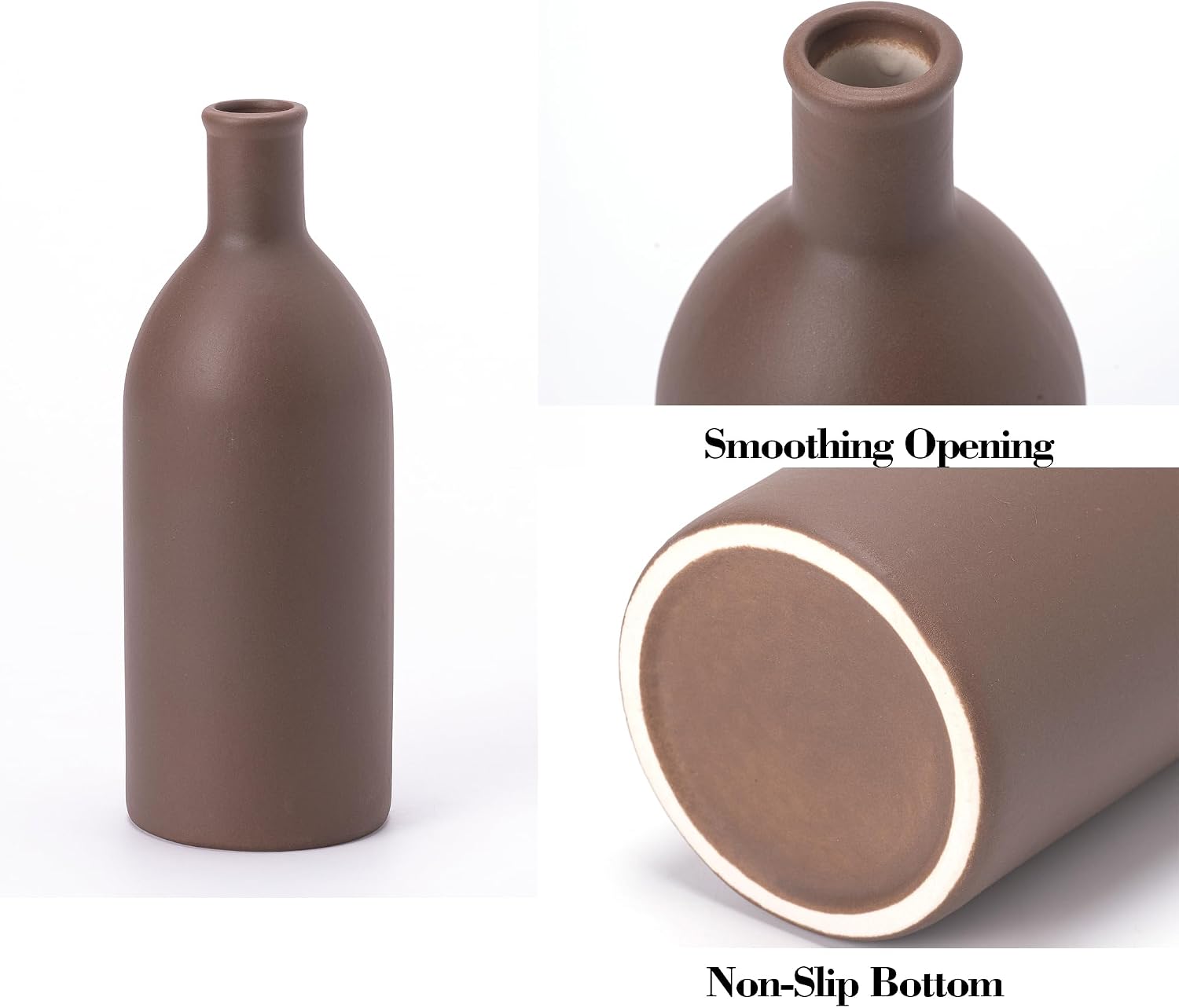 Modern Ceramic Vase Set of 5, Vases Home Decor Rustic Farmhouse Decorative Vase for Bouquet Dried Fresh Flowers, Table Living Room Kitchen Bedroom