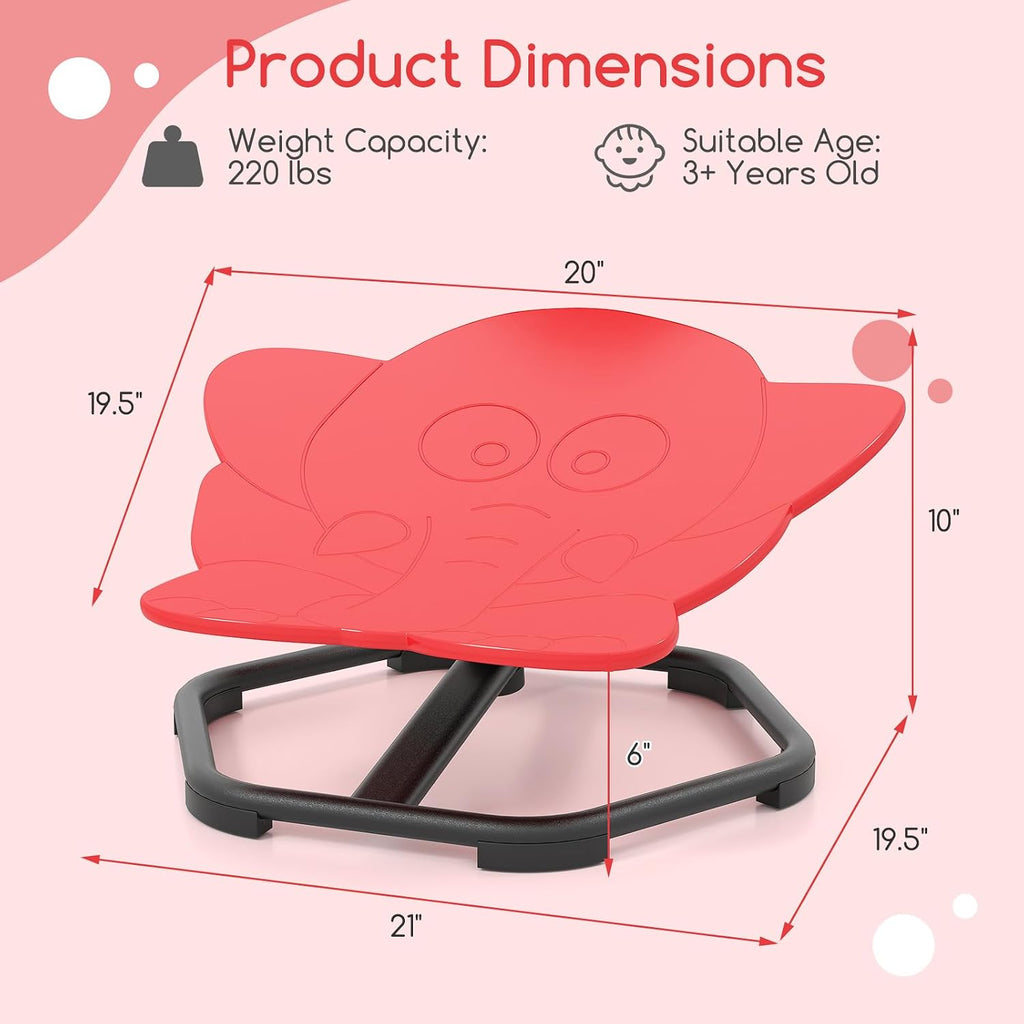Costzon Sensory Chair, 360° Sit & Swivel Autistic Children Sensory Toy w/Non-Slip Metal Base for Training Body Coordination and Indoor Outdoor Use, Spinning Chair for Autistic Kids (Red,Elephant)