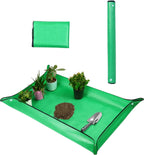 Plant Repotting Mat, Waterproof Gardening Mat for Indoor Plants, Thickened PE Potting Mat with Copper Buckles for Mess Control, Foldable Succulent Transplanting Mat, Green (29.5"*39.4")