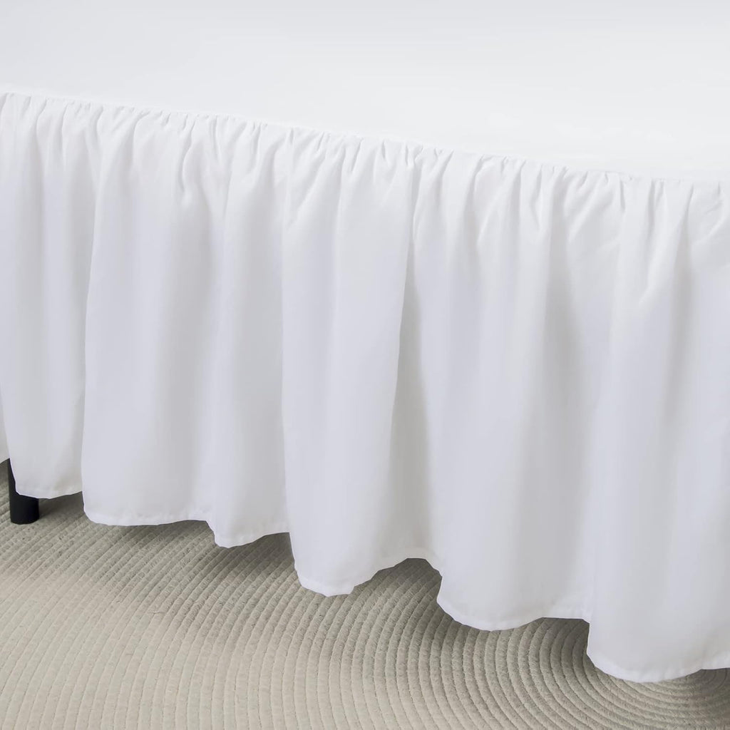 Bed Skirt Queen Size Ruffled Bed Skirt with Split Corners, 14 Inch Drop Dust Ruffle Bed Skirt with Platform, White