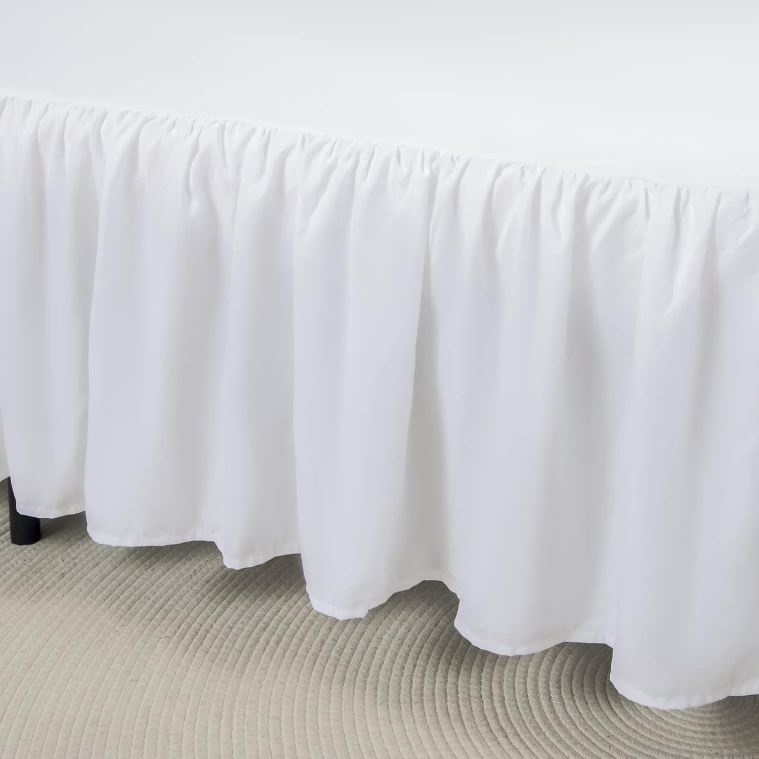 Bed Skirt Queen Size Ruffled Bed Skirt with Split Corners, 14 Inch Drop Dust Ruffle Bed Skirt with Platform, White